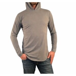 CUTS CLOTHING MENS AO Long Sleeve Hooded Curve-Hem Tee - SAGE / SMALL